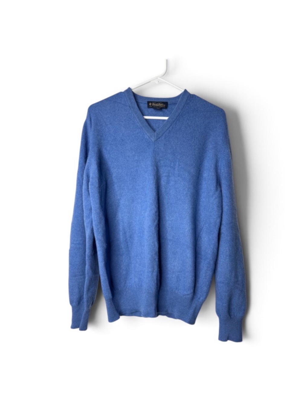 Brooks Brothers Pullover Sweater Men’s Medium Blue 3-Ply Italian Cashmere V-Neck